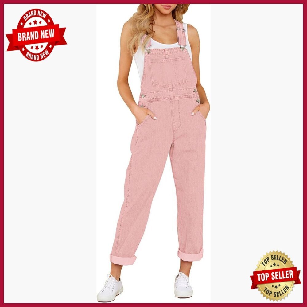Women's Stretch Denim Bib Overalls Jumpsuit with Pockets Adjustable Straps